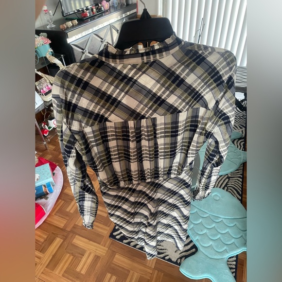 New Veronica Beard Vilette Plaid Button-Front Ruched Mini Dress size 4 - Picture 7 of 11